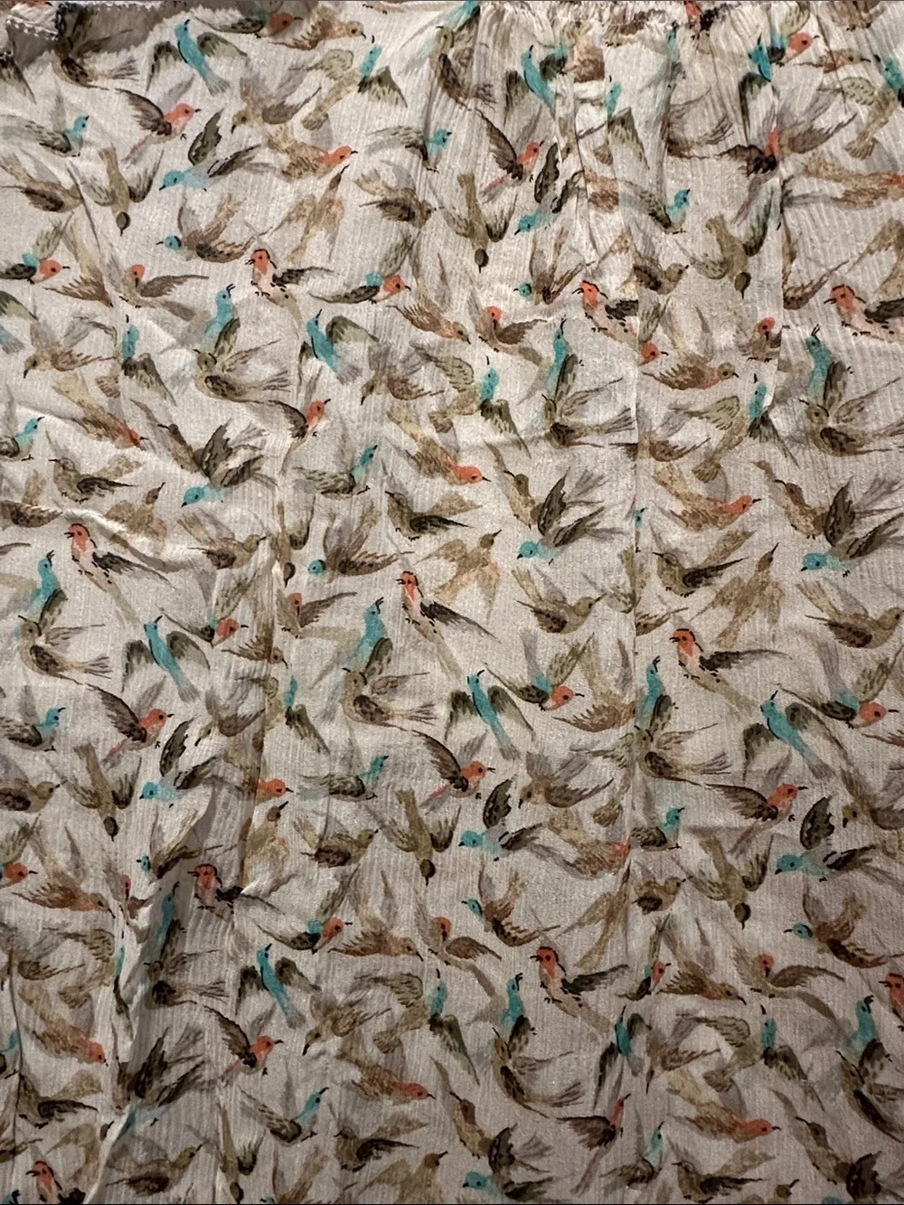 Lightweight Cream Bird Print Blouse